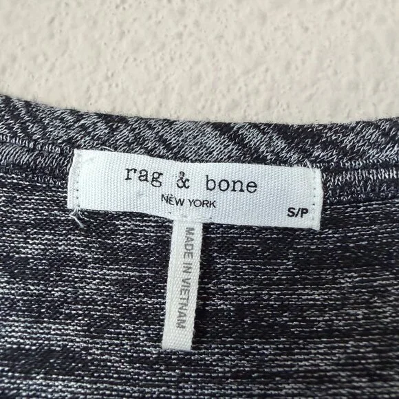 Rag & Bone Hudson Black Marled Long Sleeve Tee Size S - Picture 4 of 6